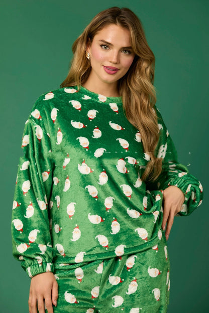 Women’s Christmas Flannel Pajama Set – 2-Piece Cozy Santa Print Lounge Sleepwear - BANGN CREATIVE SOLUTIONS 