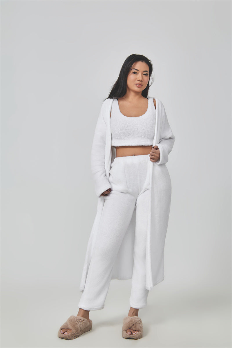 Cozy 3-Piece Lounge Set – Fluffy Pajamas for Women | Winter Comfort Wear - BANGN CREATIVE SOLUTIONS 